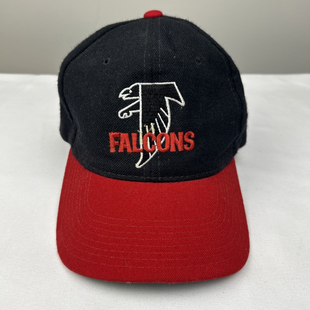 VTG NFL Atlanta Falcons STARTER SnapBack Hat Cap 100% Wool Black Red Embroidered